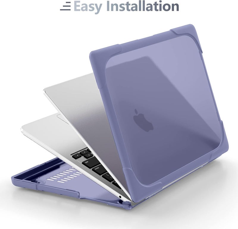 Batianda for M4 MacBook Air 13.6 inch Case 2025 2024 2022 Release Model A3240 A2681 M2 A3113 M3, Heavy Duty Shockproof Protective Hard Shell with Fold Kickstand & Keyboard Cover, Lavender Grey - Image 5
